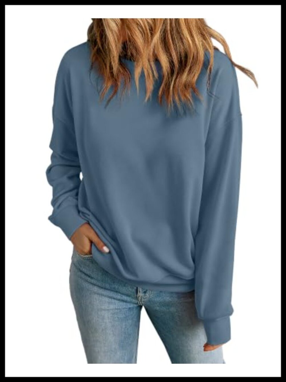 Womens Crew Neck Long Sleeve Sweatshirt Polyester Spandex Pullover